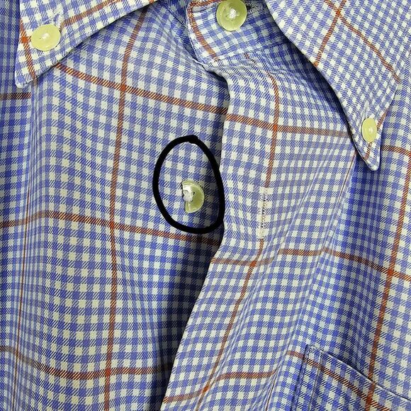 𝅺Peter Millar Button Down in Blue, Orange & White Plaid Size XL - Picture 8 of 8